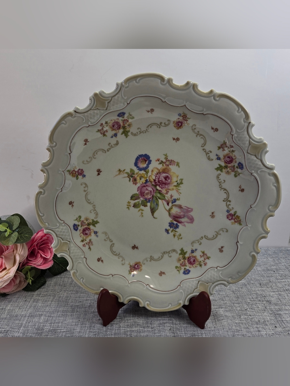 Vintage‎ Reichenbach Fine China Floral Round Platter 13”